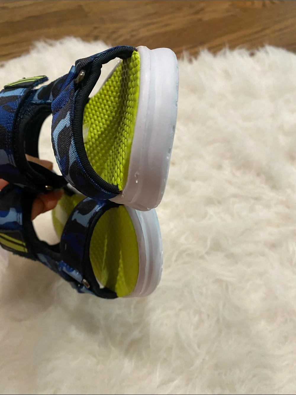 New! Kids Sandals Sprox - Blue Camo with Neon Green sz8-8.5